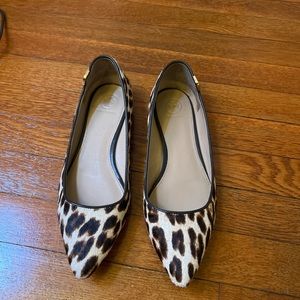 Tory Burch Elizabeth Leopard Print Calf Hair Pointed Toe Flats Sz 8.5